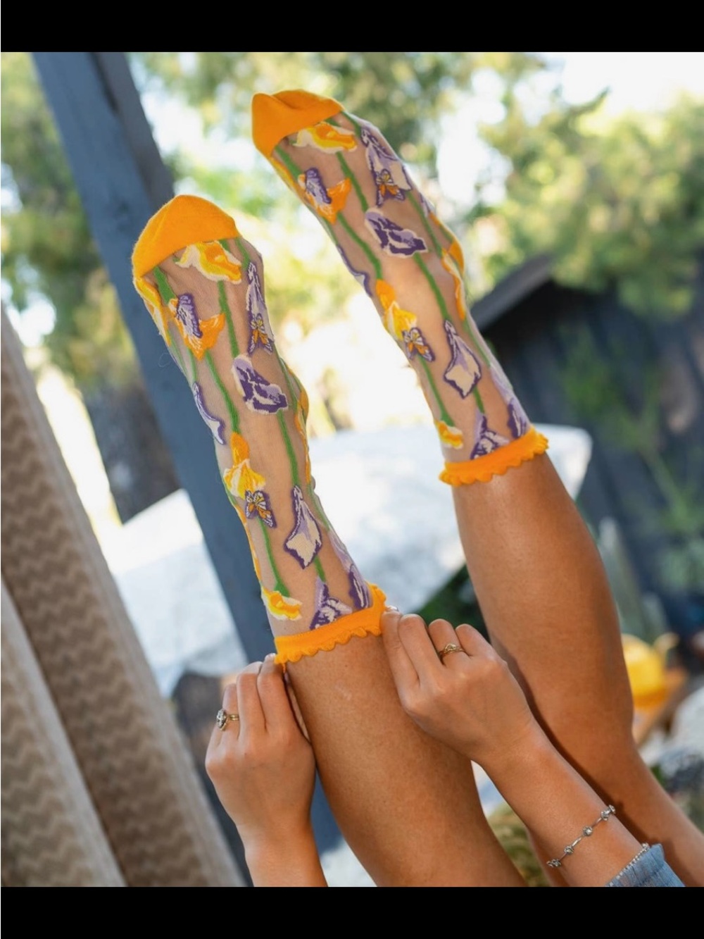 Sock Candy Calla Lily Ruffle Sheer Crew Sock. Price firm.